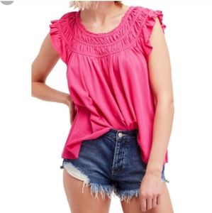NWT Free People We the Free Hot Pink Coconut tee top sz XS